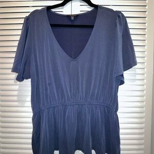 Lucky Brand Blue V-Neck baby doll Women's Top